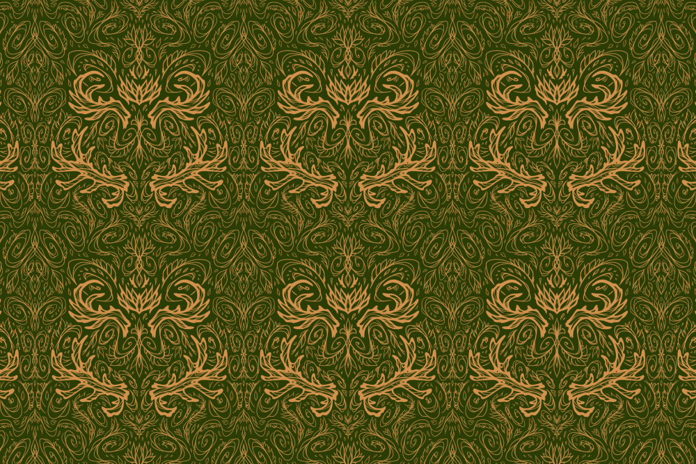 Other Art Link - Image of a repeating pattern in gold and green, featuring antlers and Art Nouveau inspired shapes